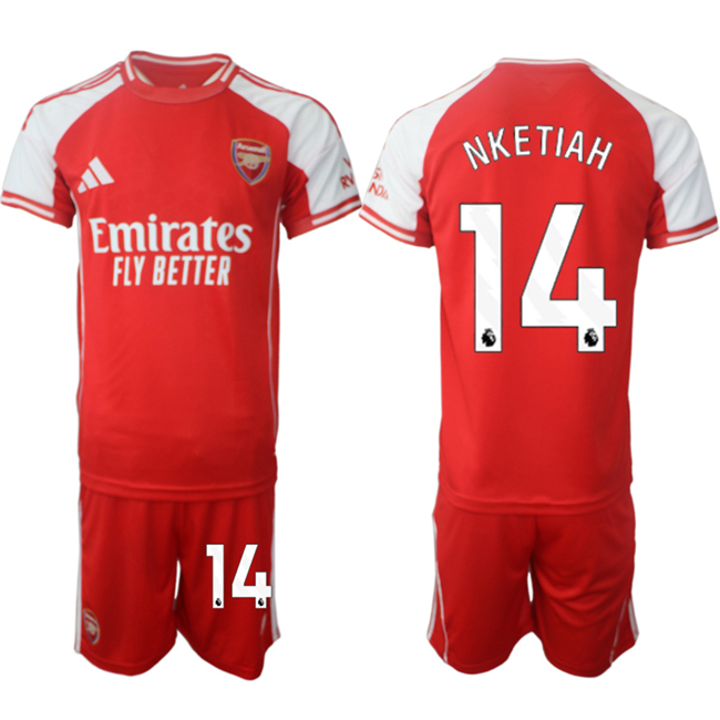 Men's Arsenal F.C #14 Eddie Nketiah Red 2025 Home Soccer Jersey Suit